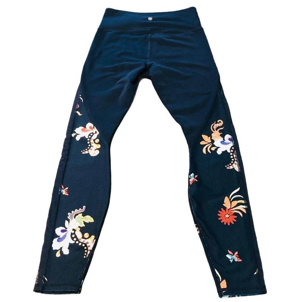 ATHLETA - WOMENS BLUE FLORAL LEGGINGS SIZE SMALL - Picture 7 of 9